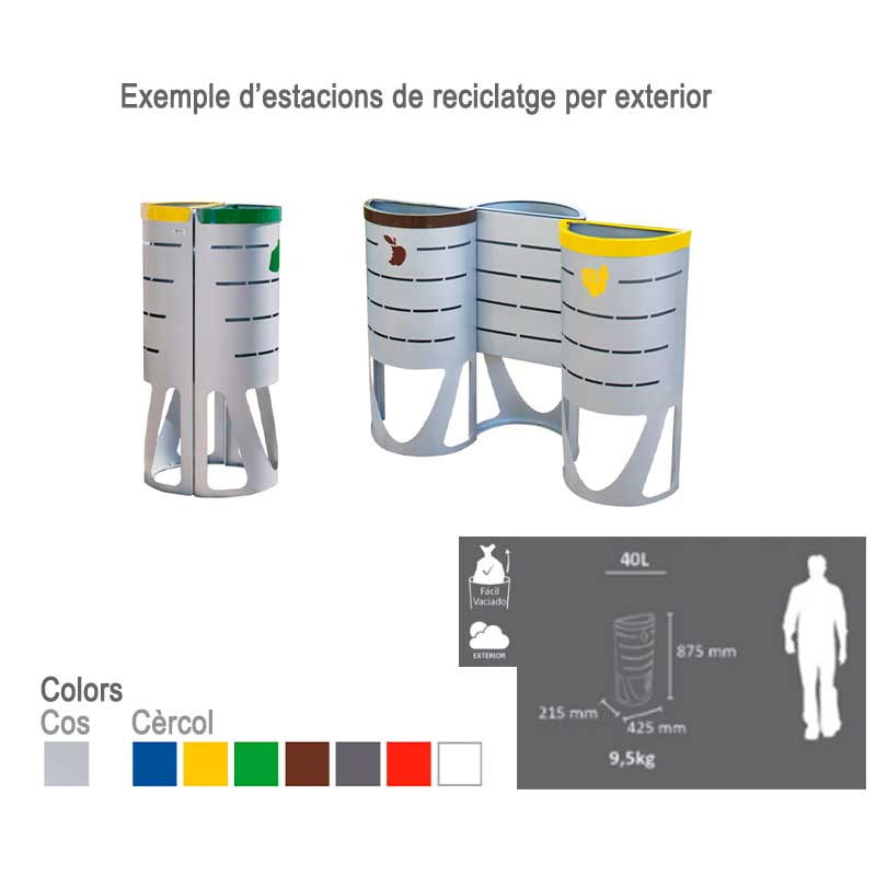 Paperera de reciclatge exterior Lisboa 40L
